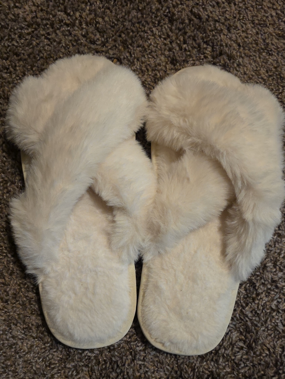 Cream Faux Fur Women's Slide Slippers